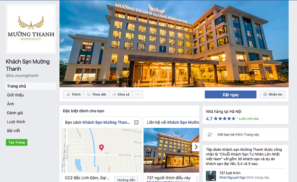 Quảng cáo khách sạn qua facebook (hình minh họa)