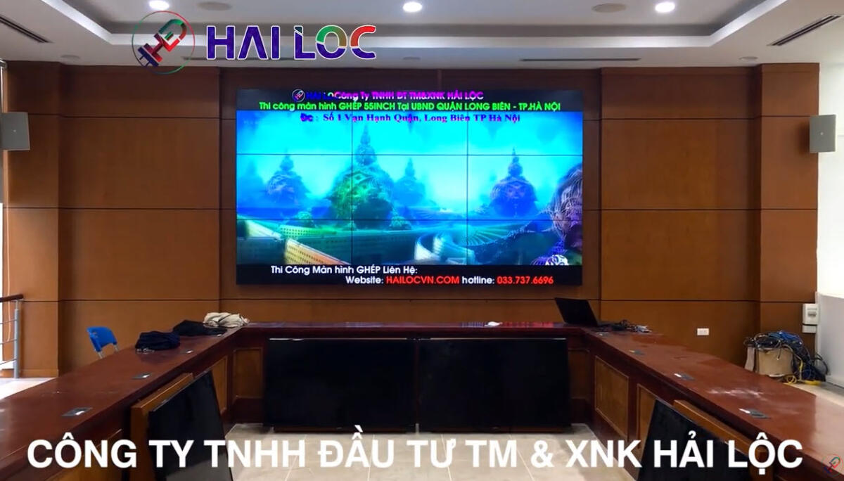 Thi công màn hình ghép 55 inch UBND Quận Long Biên  