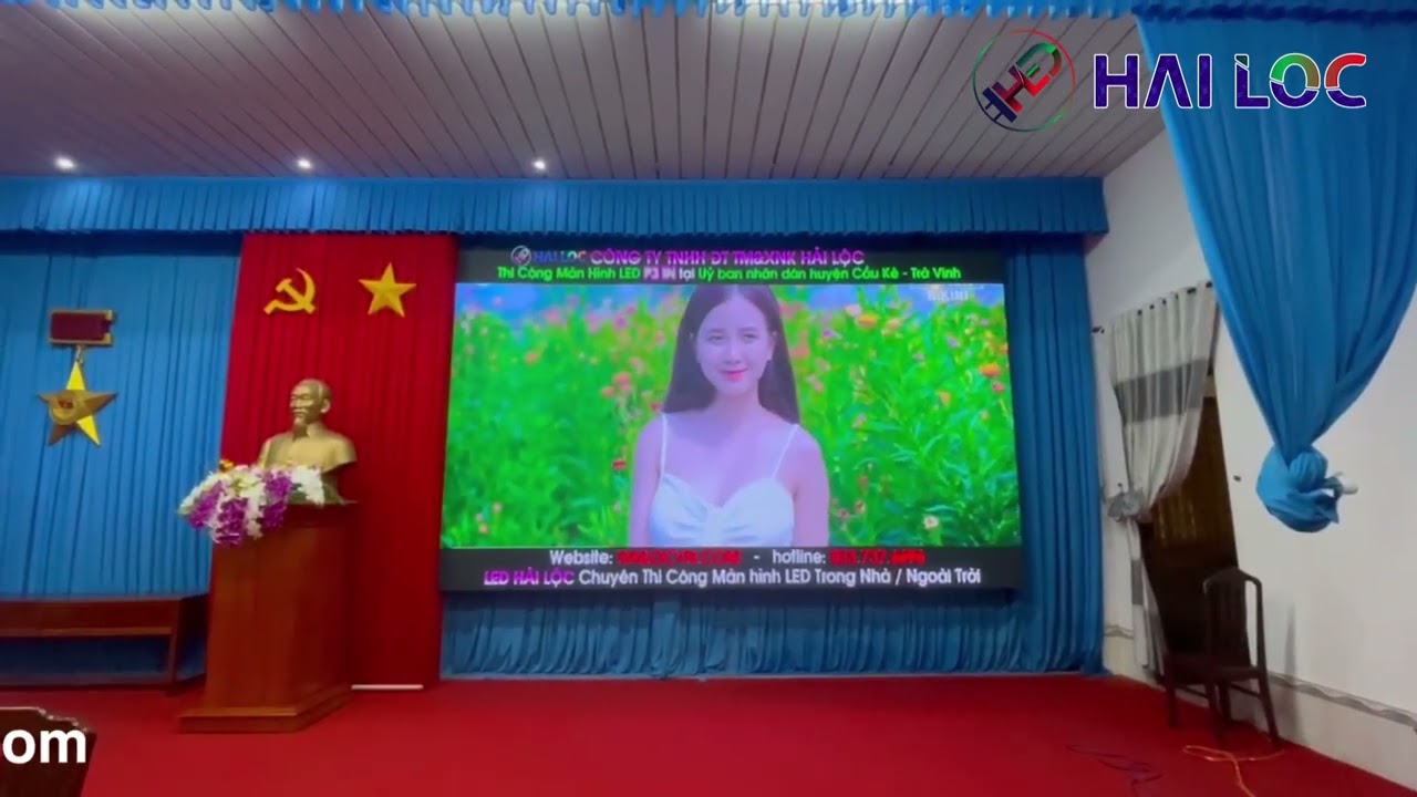 Thi công màn hình LED P3 tại Uỷ ban Thị Trấn Cầu Kè - Trà Vinh - Hình ảnh dự án thực tế LED Hải Lộc thi công