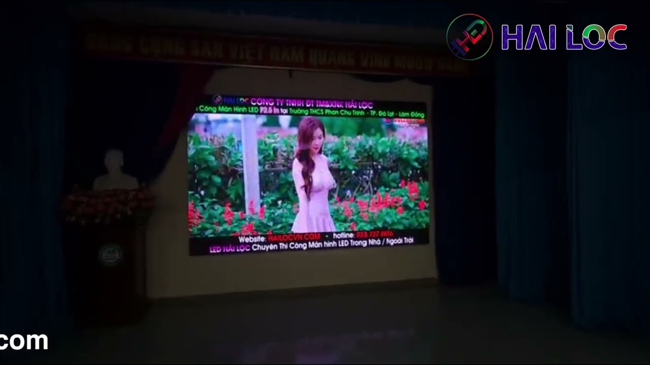 Thi công màn hình LED P2 tại Trường THCS Phan Chu Trinh - Lâm Đồng - Hình ảnh dự án thực tế LED Hải Lộc thi công
