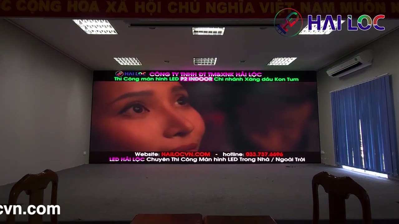 Thi công màn hình LED P2 tại Phòng Họp Chi Nhánh Xăng Dầu KonTum - Hình ảnh dự án thực tế LED Hải Lộc thi công