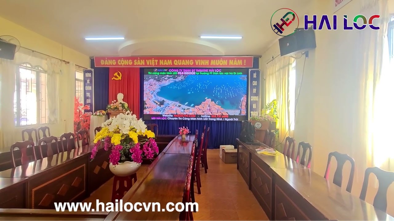 Thi công màn hình LED P2.5 indoor tại Trường PT DT Nội Trú Di Linh - Hải Lộc - Hình ảnh dự án thực tế LED Hải Lộc thi công