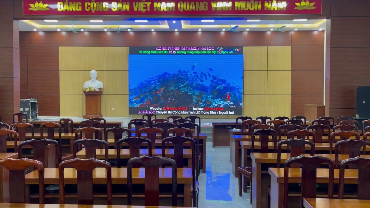 Thi công màn hình LED P3 tại Trường Dân tộc nội trú Nghệ An, huyện Con Cuông - Hình ảnh dự án thực tế LED Hải Lộc thi công