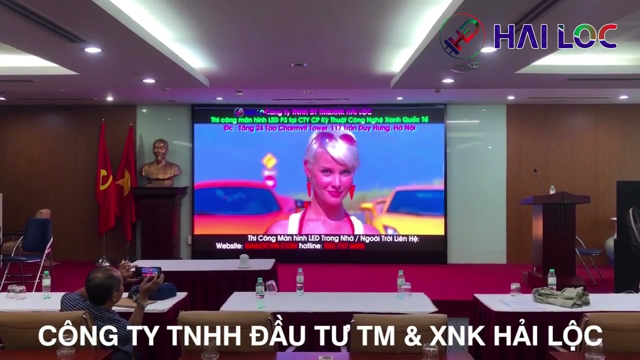 Thi công màn hình LED P2 tại CTY CP Công nghệ Kỹ thuật Xanh Quốc tế - 117 Trần Duy Hưng - Hình ảnh dự án thực tế LED Hải Lộc thi công
