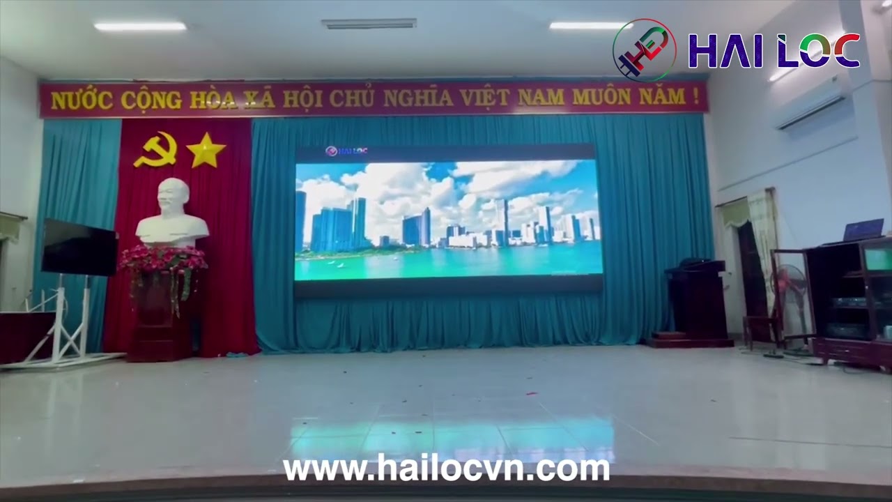 Thi công màn hình LED P1.25 tại UBND huyện Ninh Sơn, Ninh Thuận - Hình ảnh dự án thực tế LED Hải Lộc thi công