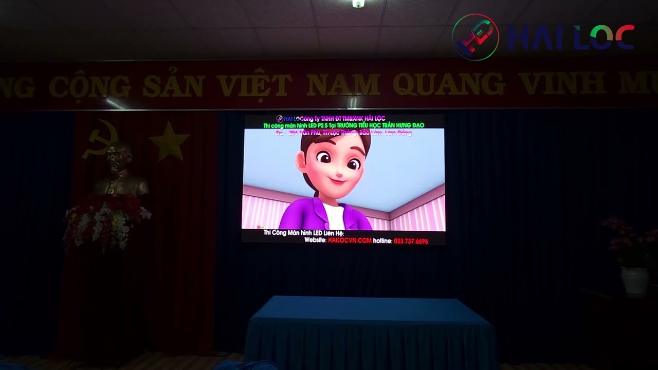 Thi công màn hình LED P2.5 tại Trường Tiểu Học Trần Hưng Đạo, Bảo Lâm, Lâm Đồng - Hình ảnh dự án thực tế LED Hải Lộc thi công