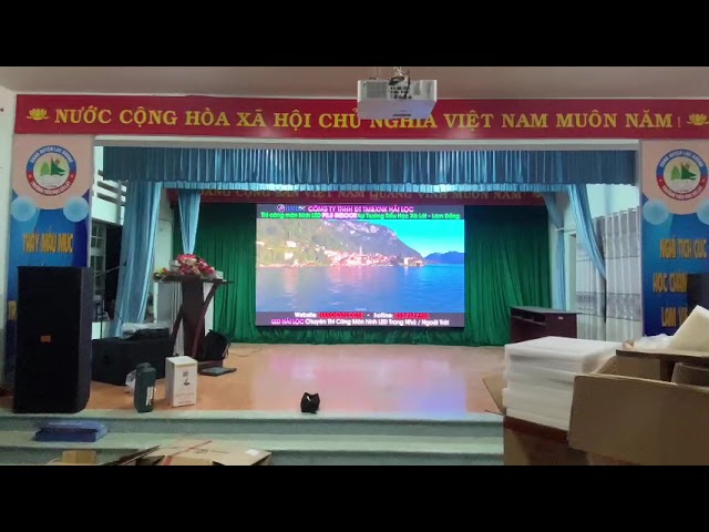 Thi công màn hình LED hội trường tại Trường Tiểu học Xã Lát, Lâm Đồng - Hình ảnh dự án thực tế LED Hải Lộc thi công