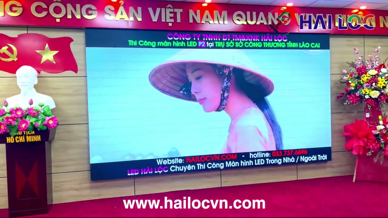 Thi công màn hình LED P2 tại Sở Công Thương tỉnh Lào Cai - Hải Lộc - Hình ảnh dự án thực tế LED Hải Lộc thi công