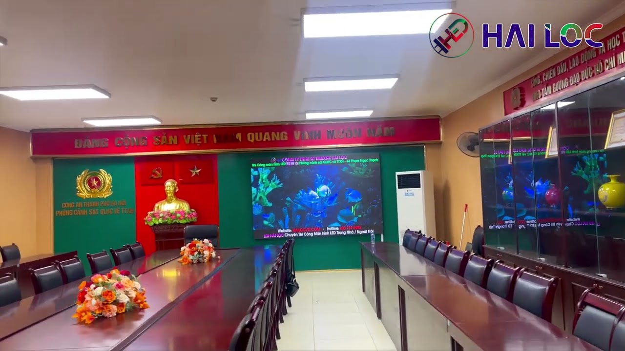 Thi công màn hình LED P2 tại Phòng Họp Phòng Công an - 44 Phạm Ngọc Thạch - Hình ảnh dự án thực tế LED Hải Lộc thi công
