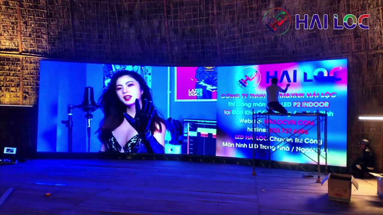 Thi công màn hình LED P2 cho Chòi Tộc Trưởng Hải Lộc 50m2 tại Đảo Khê Cốc Tràng An - Hình ảnh dự án thực tế LED Hải Lộc thi công
