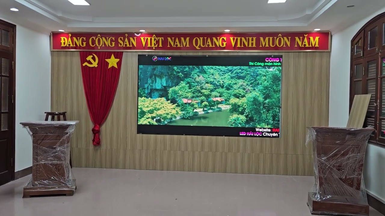 Thi công màn hình LED P1.53 tại Tỉnh Ủy Ninh Bình - Hải Lộc - Hình ảnh dự án thực tế LED Hải Lộc thi công